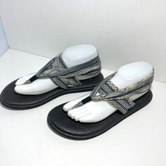 AZTEC TRIBAL Design YOGA Mat SLING Women's Sandal Blue Gray Cream SANUK Womens 9 - Picture 8 of 15